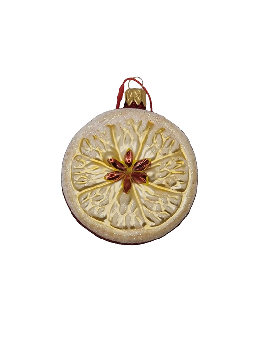 European Glass Christmas ornament of a Orange slice large glitter (F)
