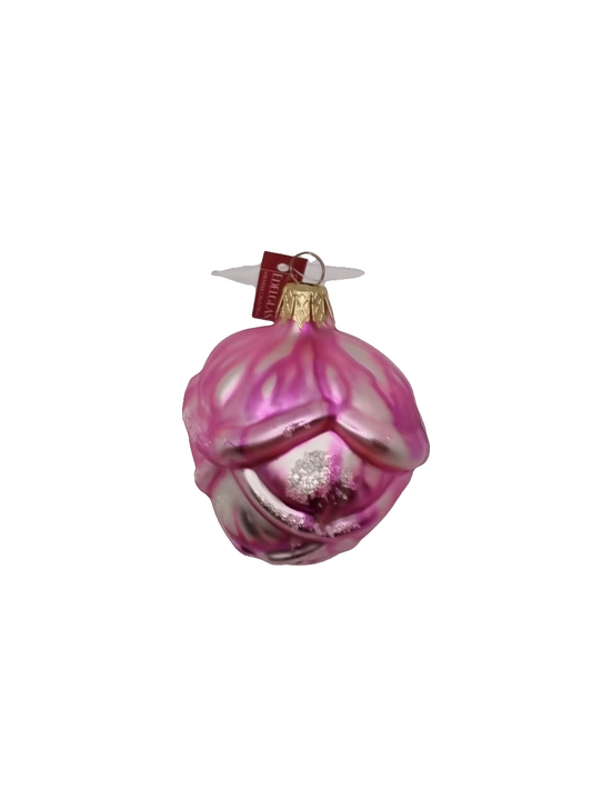 European Glass Christmas ornament of a Dragonfruit pink white (C)