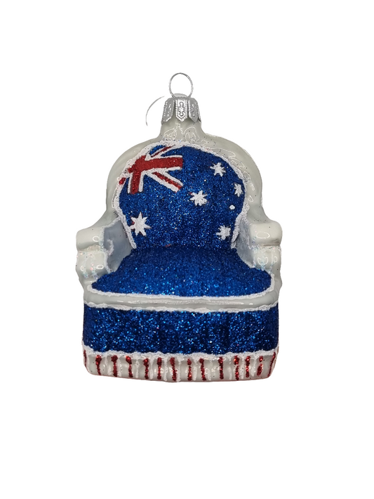 European Glass Christmas ornament of a Throne Australian Flag (T)
