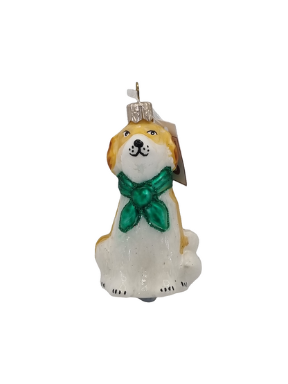 European Glass Christmas ornament of a Dogs | Cartoon Dog with Cape (S)