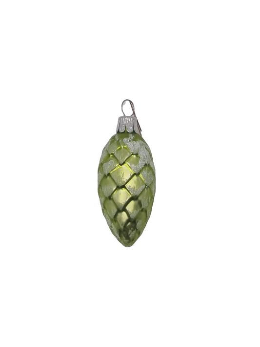 European Glass Christmas ornament of a Pinecone | Short Smooth Frosted (C)