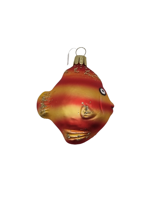 European Glass Christmas ornament of a Fish | Stripey Sparkle Fins (I)