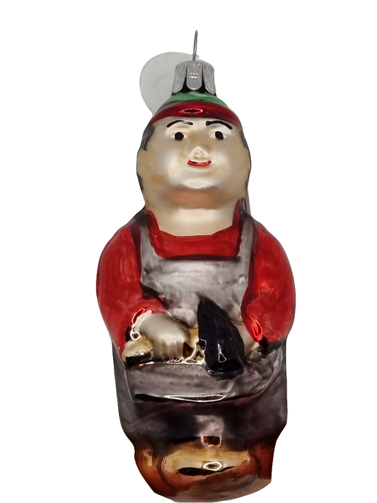 European Glass Christmas ornament of a Builder Man (N)