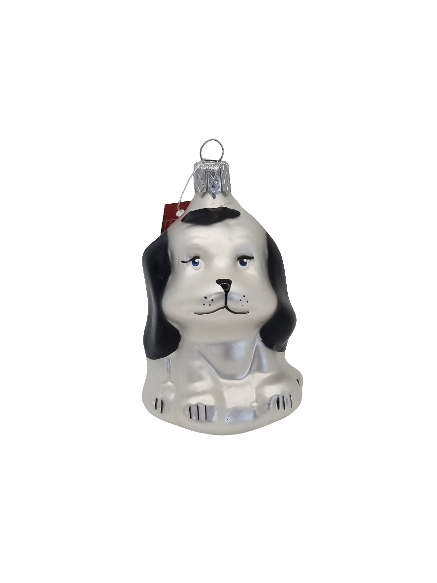 European Glass Christmas ornament of a Dog King Charles Cavalier Black Ears (E)