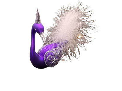 European Glass Christmas ornament of a Birds on Clip (J) | Swan