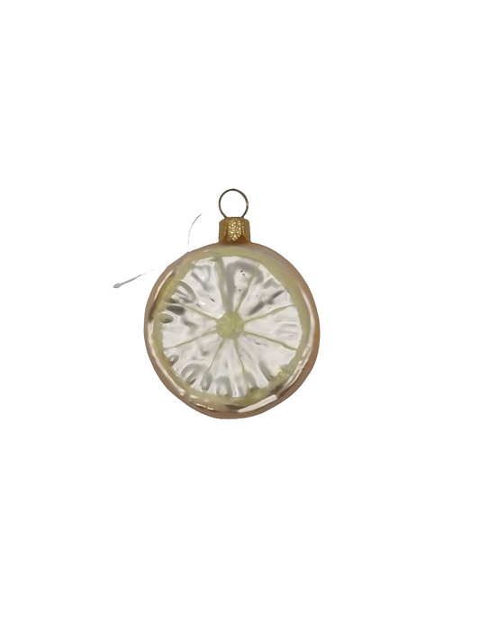 European Glass Christmas ornament of a Lemon slice (G)
