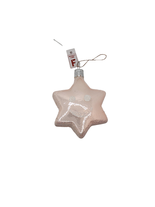 European Glass Christmas ornament of a Star Smile (F)