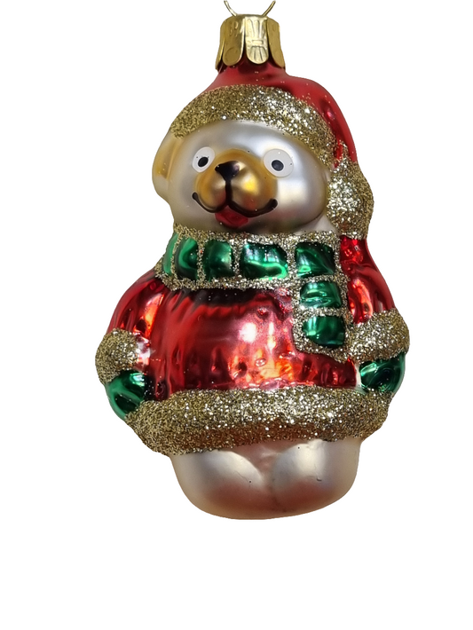 Bär | Teddybär in glitzernder Jacke, Mütze und Schal (H)