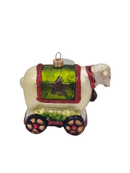 European Glass Christmas ornament of a Sheep with Star Wheels (G)
