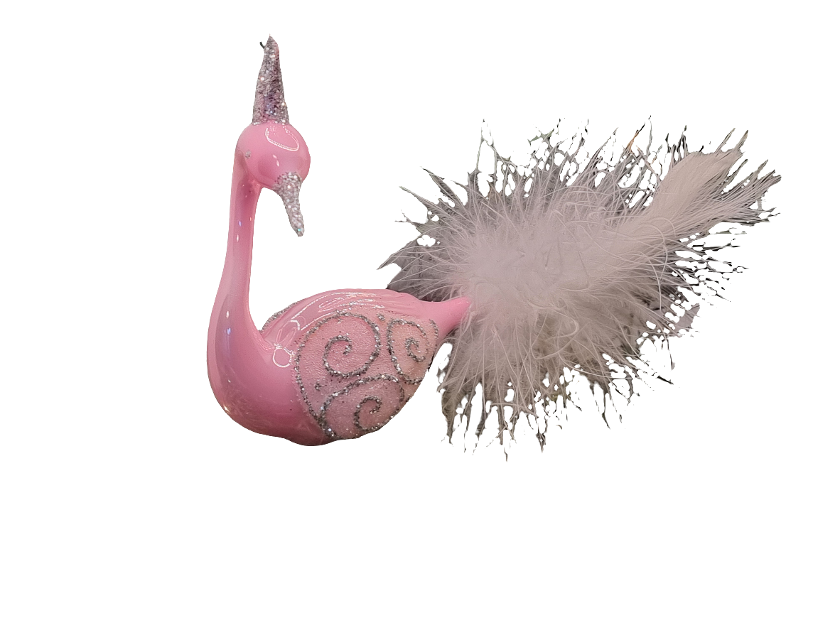European Glass Christmas ornament of a Birds on Clip (J) | Swan