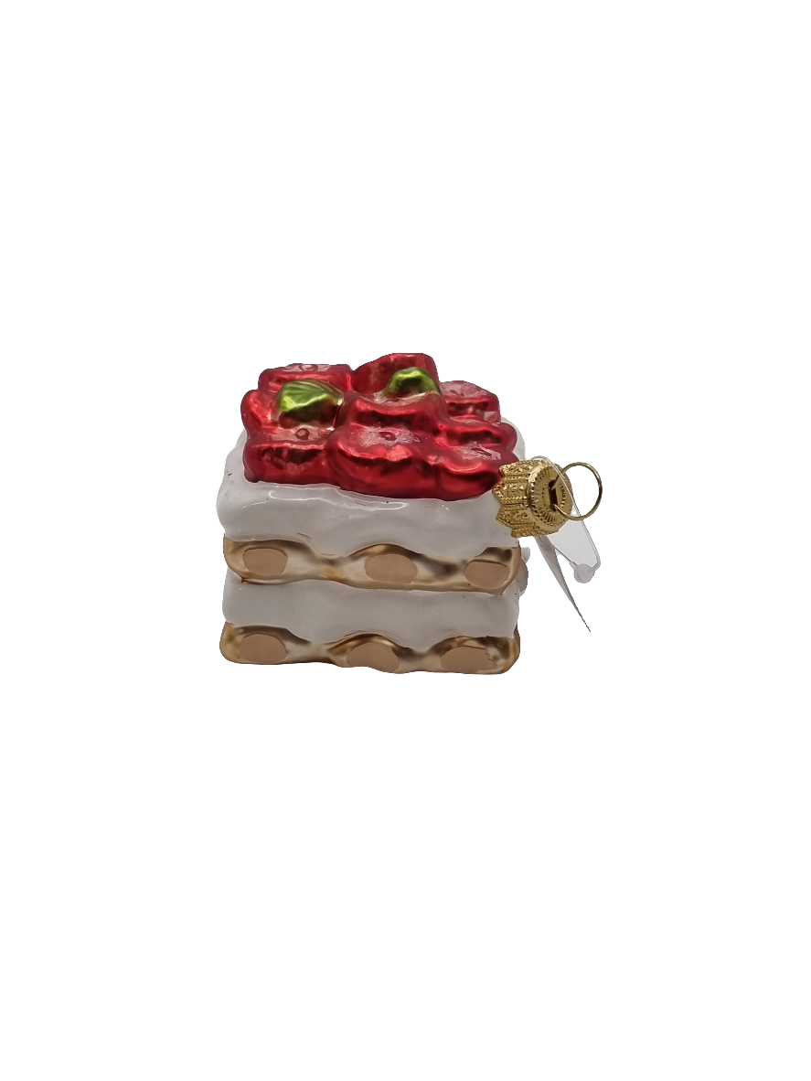 European Glass Christmas ornament of a Strawberry shortcake (S)