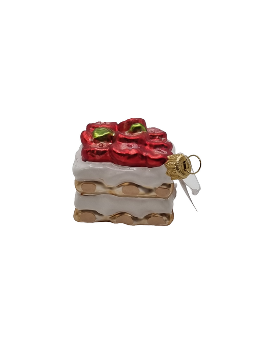 European Glass Christmas ornament of a Strawberry shortcake (S)