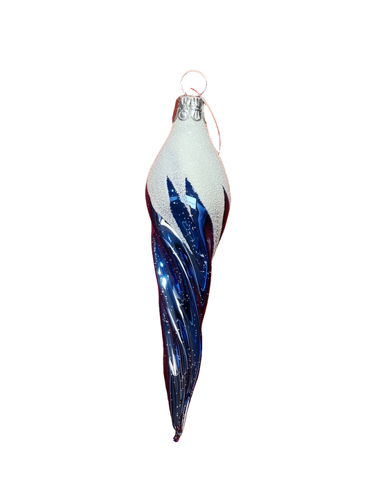 European Glass Christmas ornament of a Icicle | Colourful Frosted (E)