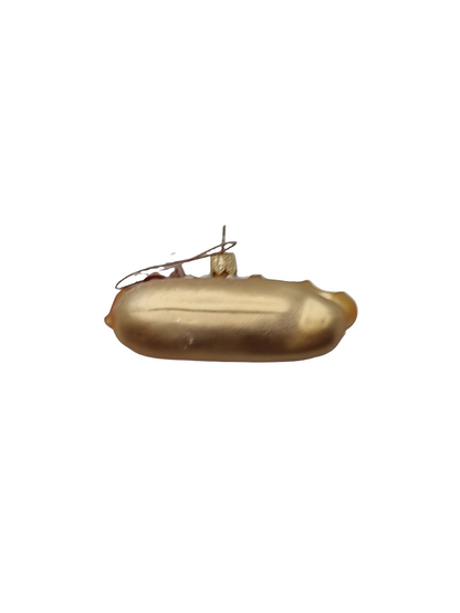 European Glass Christmas ornament of a Hot dog Mayo (G)
