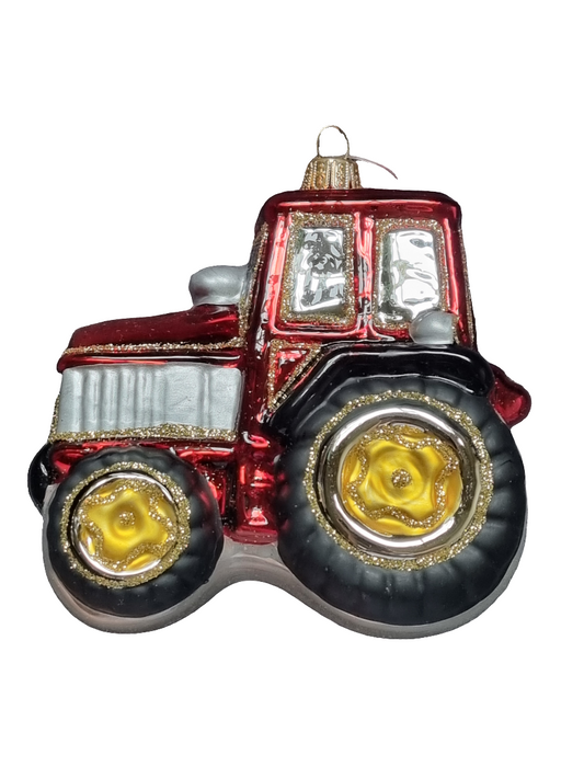 European Glass Christmas ornament of a Tractor with Cab (U)