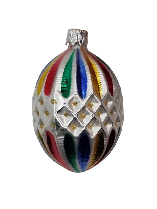 European Glass Christmas ornament of a Harlequin Ball (I)