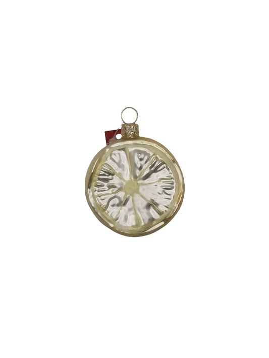 European Glass Christmas ornament of a Lemon slice (M)