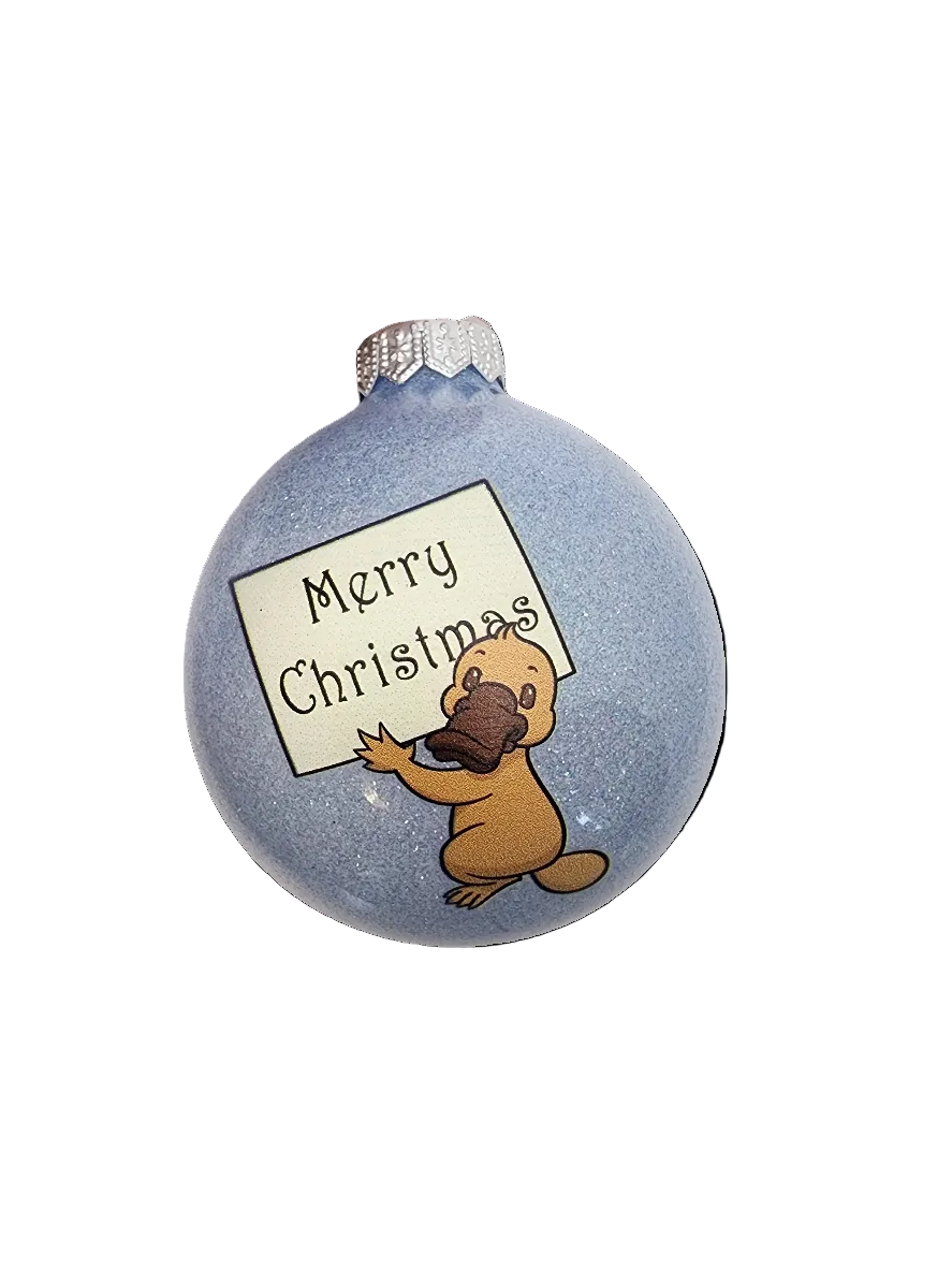 European Glass Christmas ornament of a Bauble | Platypus "Merry Christmas" (K)