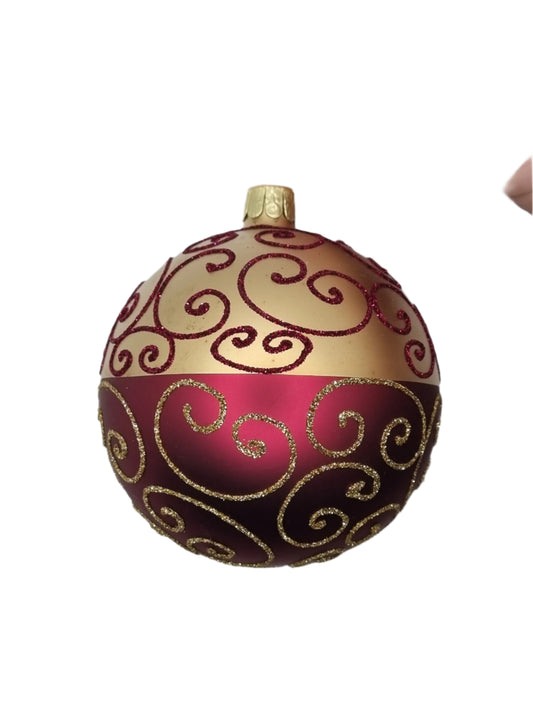 European Glass Christmas ornament of a Bauble | Gold Assorted (F)