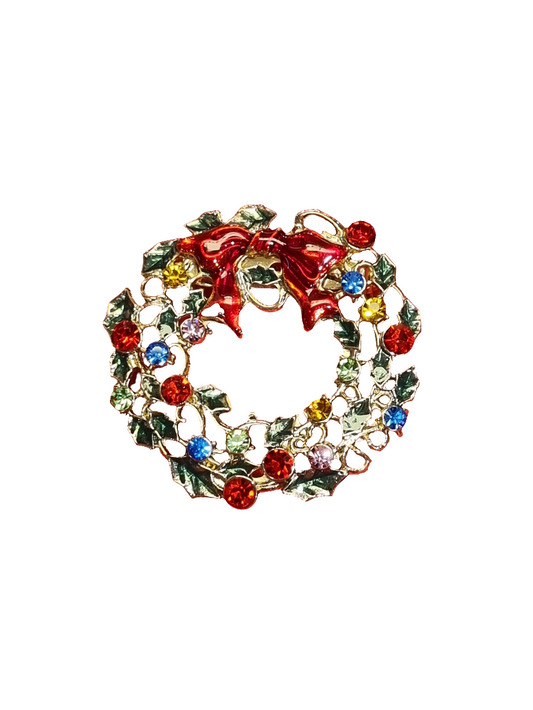 A wreath brooch made of colourful crystals