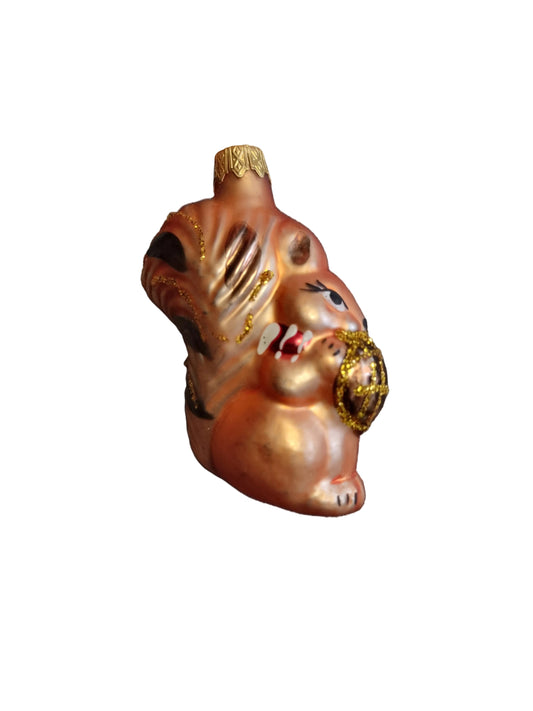 Decorative squirrel glass Christmas ornament 