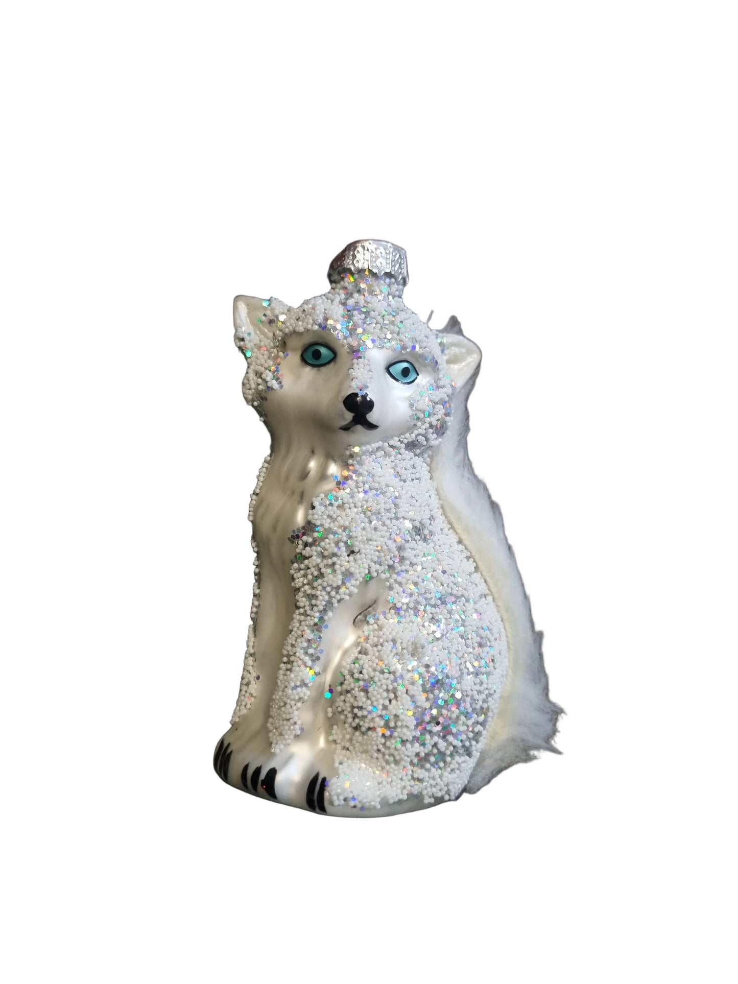 Decorative fox-shaped glass Christmas ornament 
