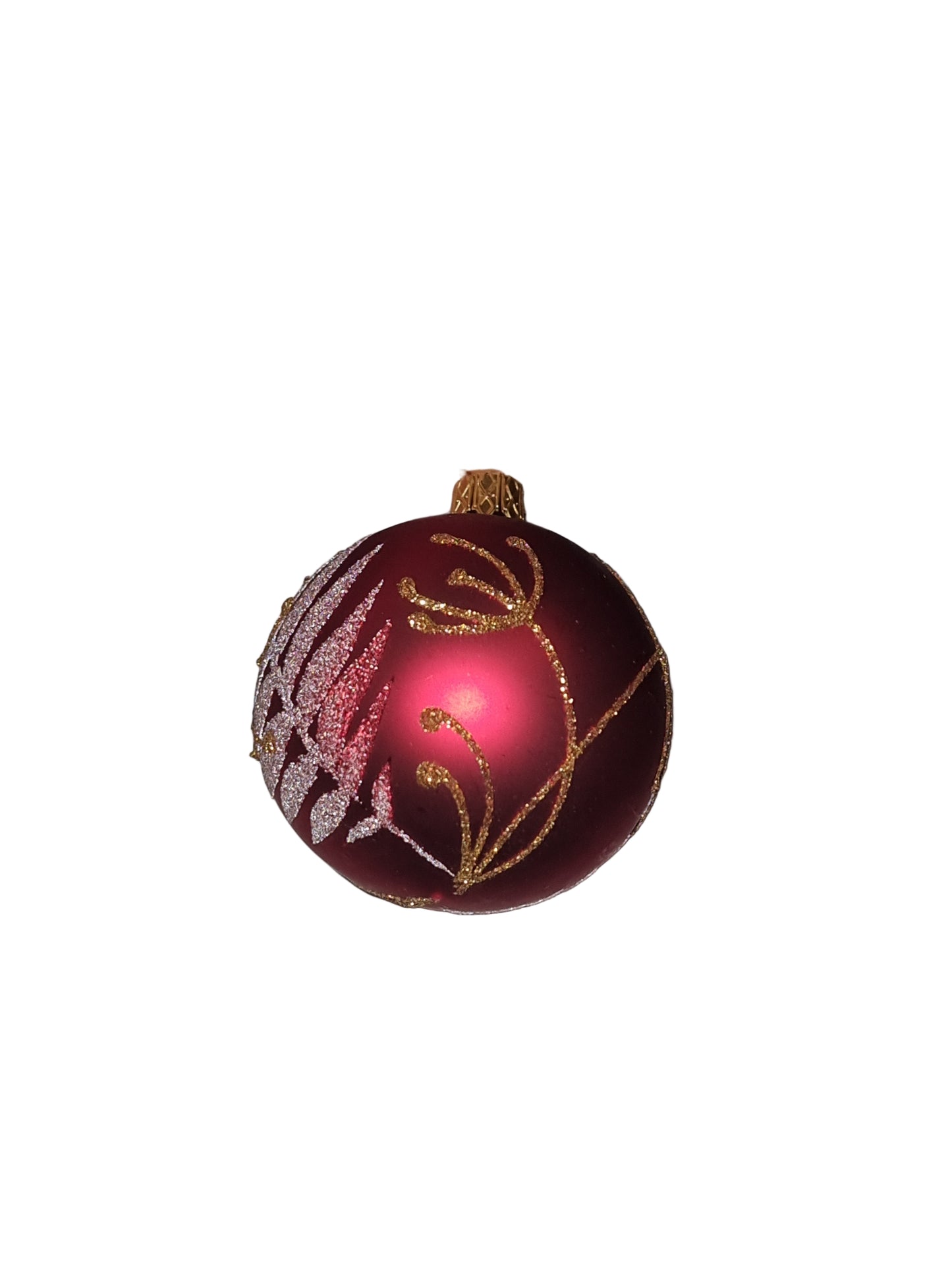 Weihnachtskugeln | Rot mit weißen Streifen (H)
