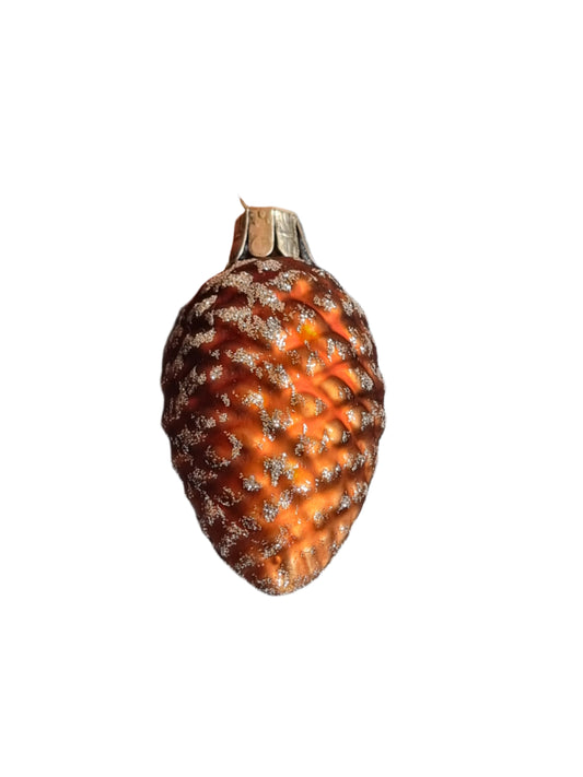 European Glass Christmas ornament of a Pinecone sparkle (A)
