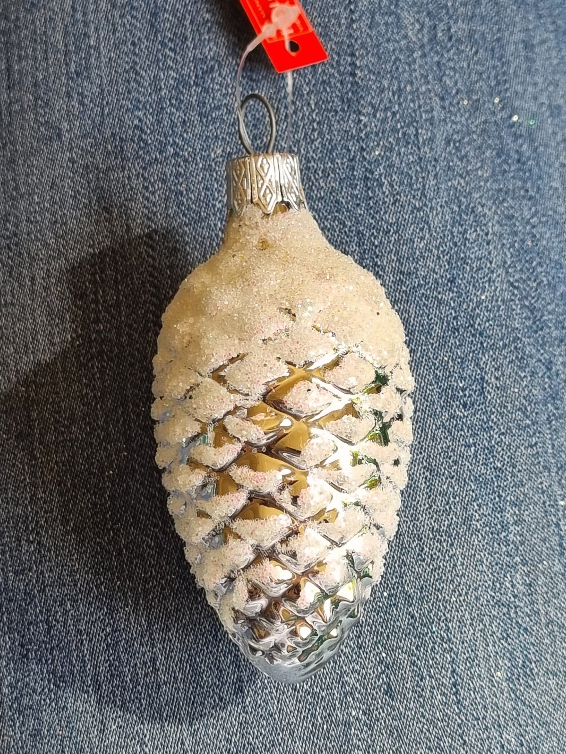 European Glass Christmas ornament of a Pinecone | Small Frosted (F)