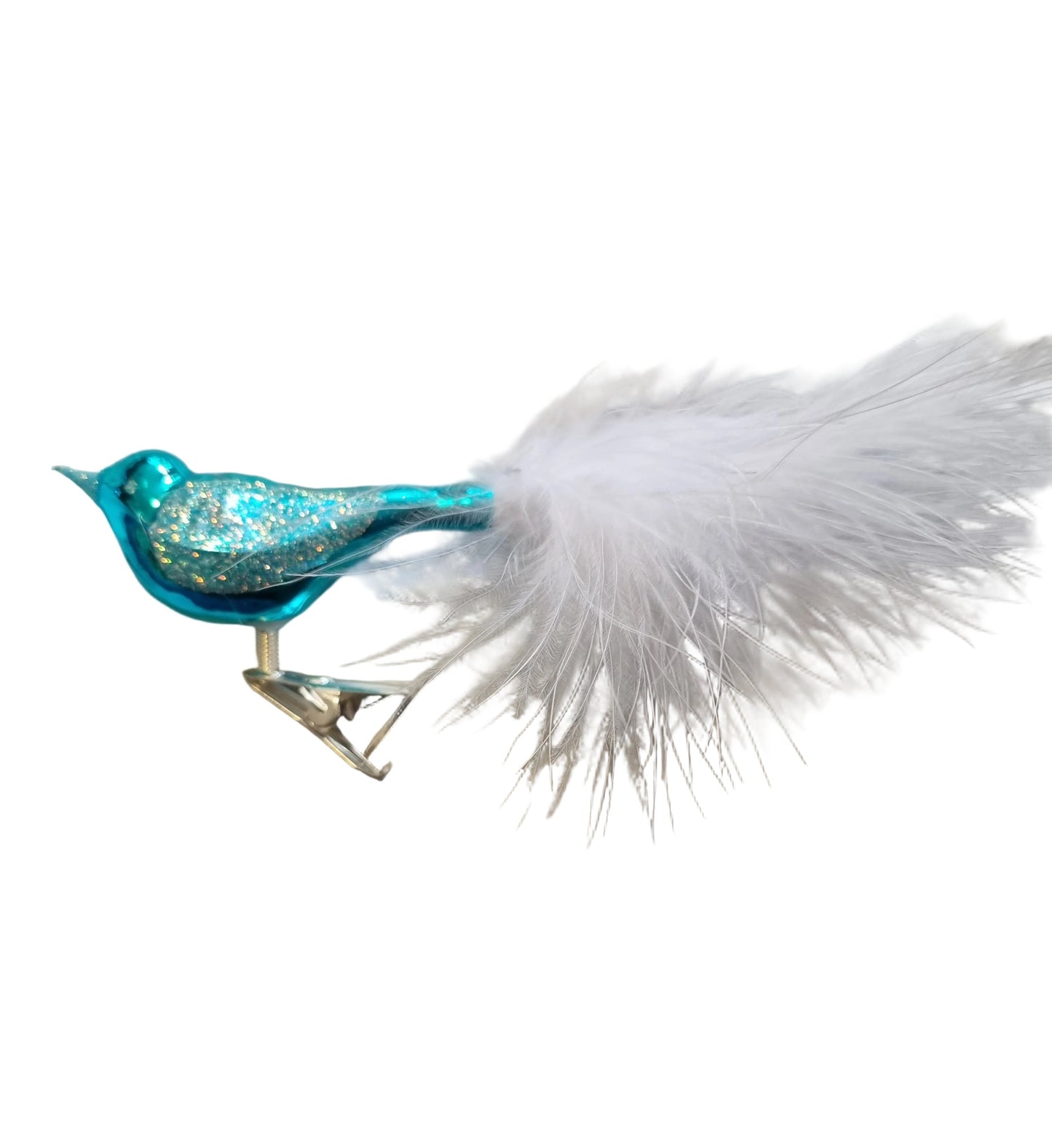 Blue glittery bird-shaped ornament