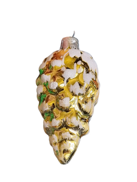 European Glass Christmas ornament of a Pinecone | Large Shiny Colourful Frosted (H)