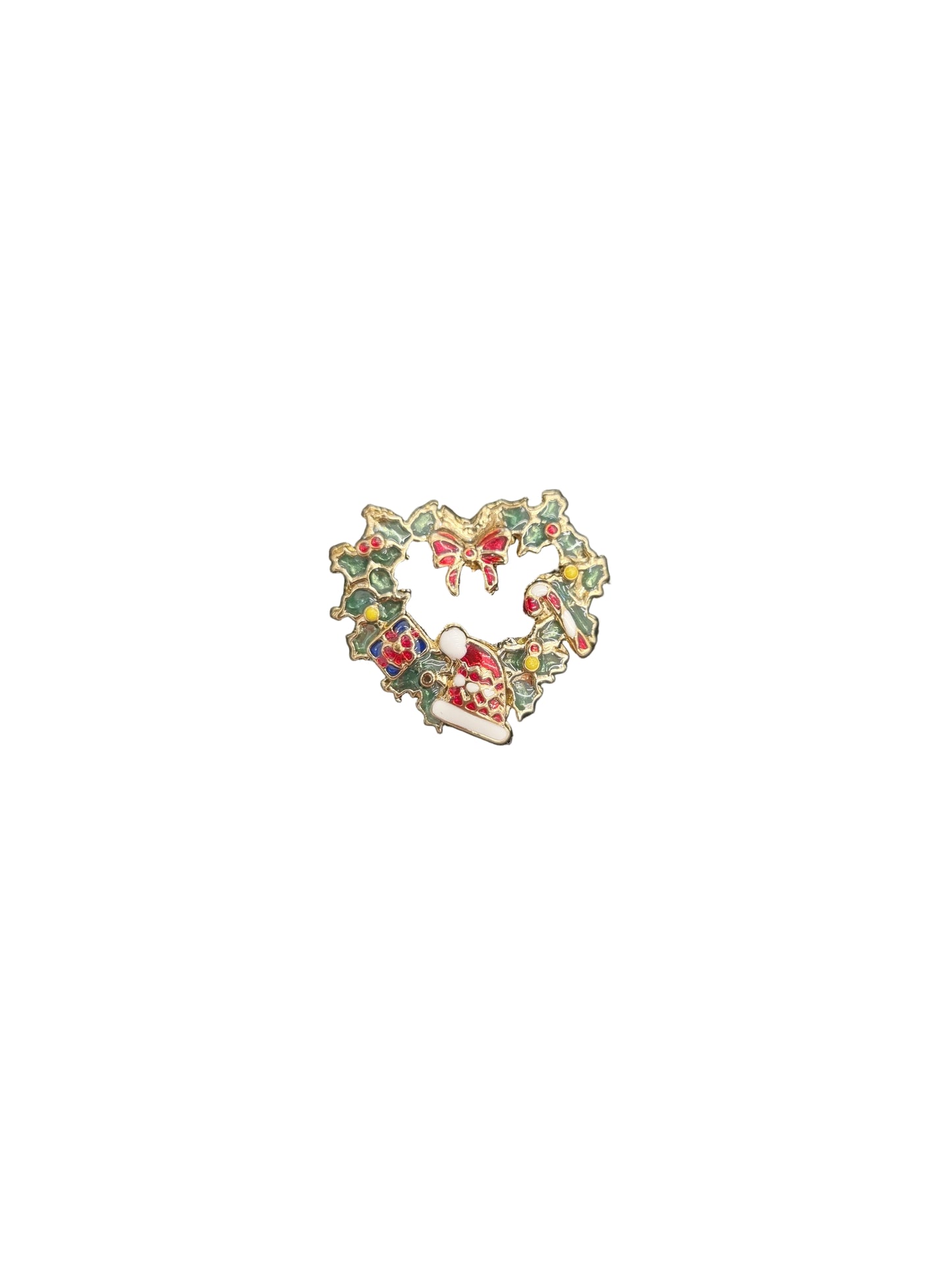 Heart Wreath with Santa Hat | Pins