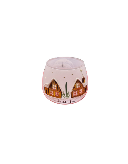 Round Hollow Glass Candle Holder