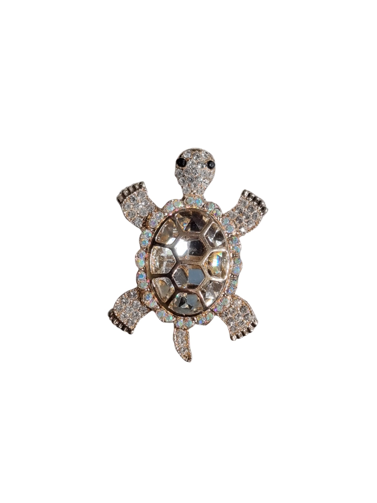 Decorative turtle brooch with gemstones 